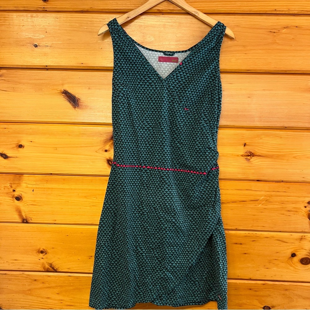 Unique V-Neck Fun Skunkfunk Teal and Black Patterned Sleeveless Dress XL 5 - Picture 6 of 7